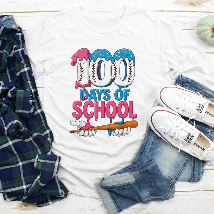 100 Days Of School Baseball Drip Bat 100th Day Of School Boy Youth Long Sleeve Tee