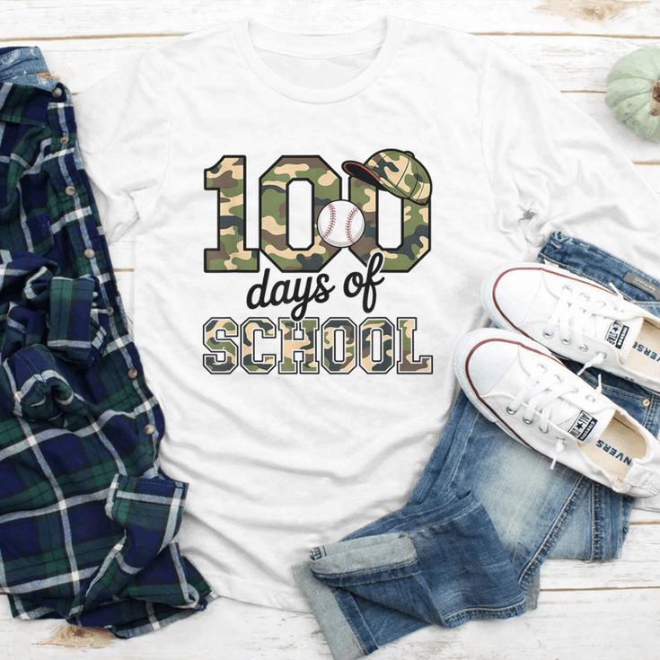 100 Days Of School Camo Baseball Camouflage For Kids Youth Long Sleeve Tee