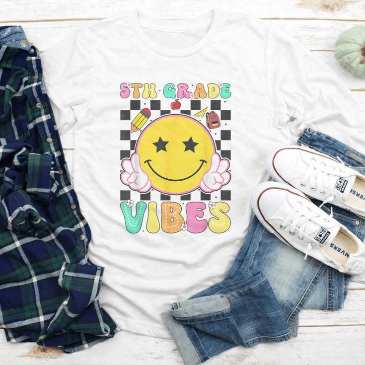 5th Grade Vibes Girls Smile Face Back To School Fifth Grade Youth Long Sleeve Tee