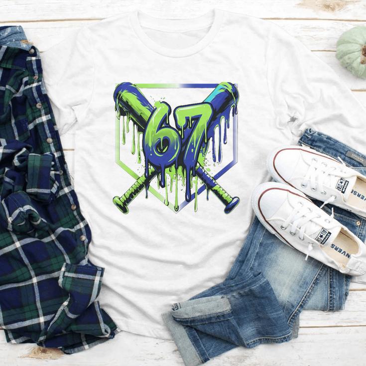 67 Baseball Drip Effect Urban Tee Style 6-7 Meme Graphic Premium Tri-Blend Youth Long Sleeve Tee