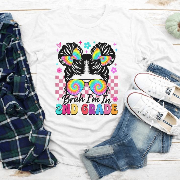 Back To School Bruh I'm In 2nd Grade Cute Girls Messy Bun Youth Long Sleeve Tee
