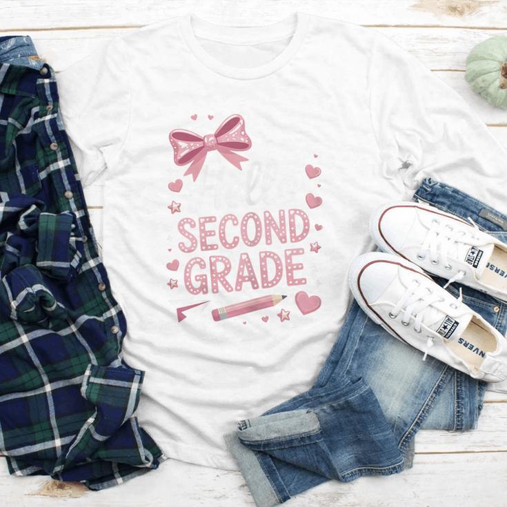 Back To School Cute Pink Coquette Girls Hello Second Grade Youth Long Sleeve Tee