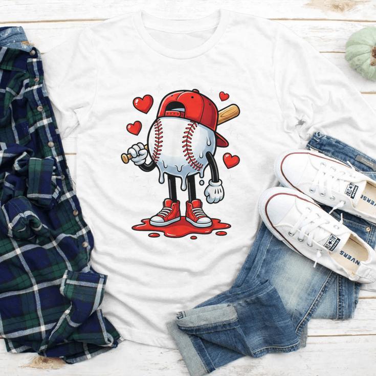 Baseball Ice Cream Drip Valentines Day Sports For Kids Boys Youth Long Sleeve Tee