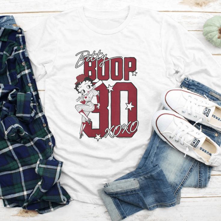 Betty Boop Baseball Logo Jersey With Stars Cute Cartoon Youth Long Sleeve Tee
