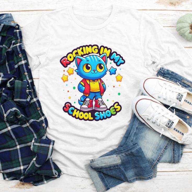 Cat Rocking In My School Shoes Fun Back To School Kids Boys Premium Tri-Blend Youth Long Sleeve Tee