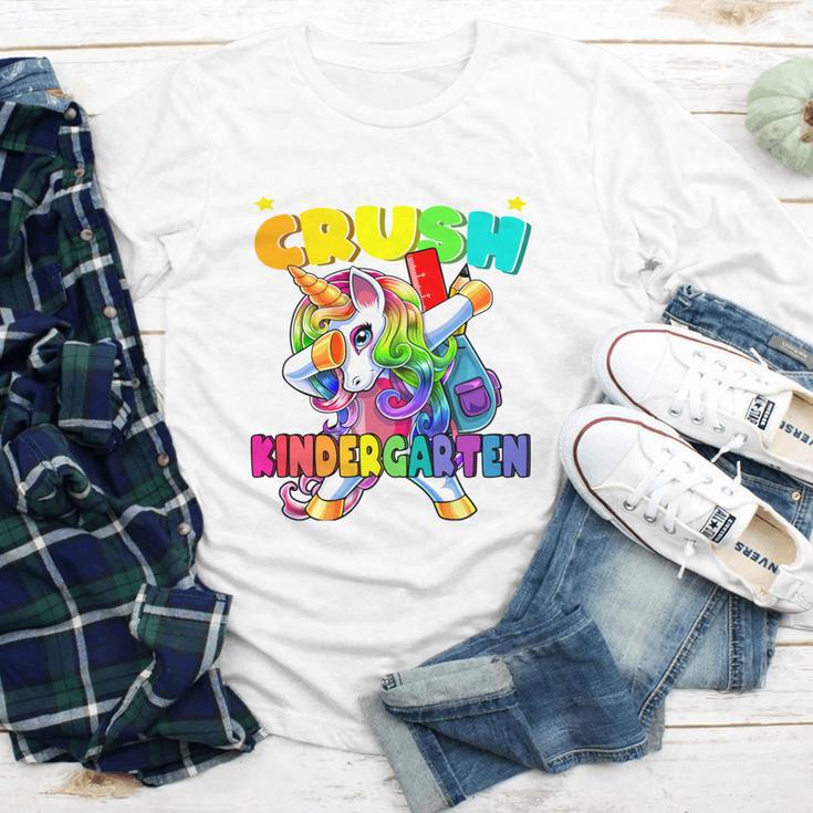 Crush Kindergarten Dabbing Unicorn Back To School Girls Performance Youth Long Sleeve Tee