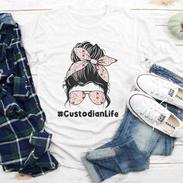 Custodian Life Messy Bun Hair Glasses Leopard Back To School Youth Long Sleeve Tee Custodian Life Messy Bun Hair Glasses Leopard Back To School Youth Long Sleeve Tee