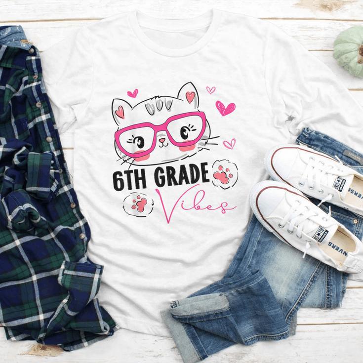 Cute 6th Grade Vibes Cat Kitten Lover Back To School Girls Youth Long Sleeve Tee