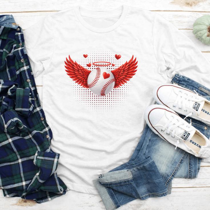 Cute Baseball &Cupid Wings Happy Valentines Boys Men Youth Long Sleeve Tee