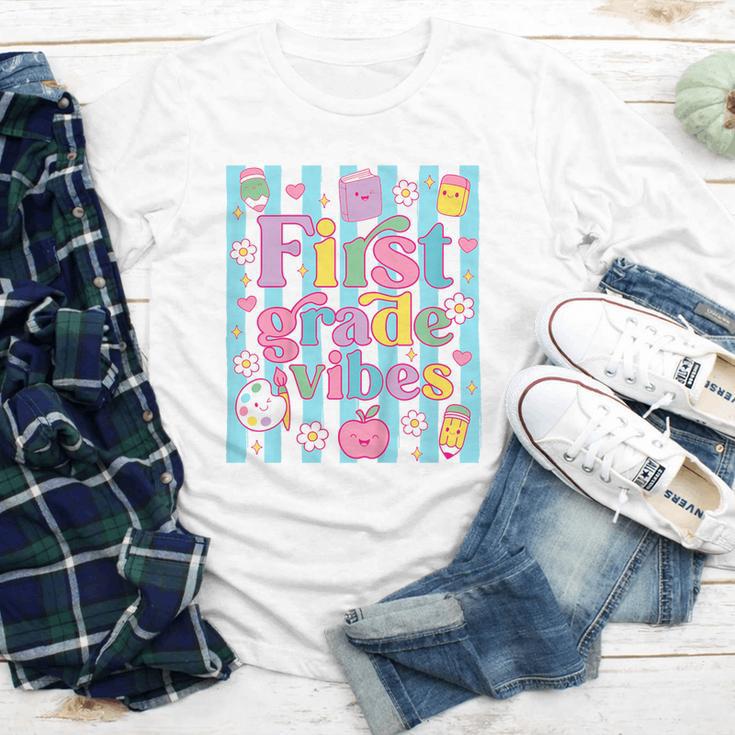 First Grade Vibes Cute Groovy Back To School 1st Grade Girls Youth Long Sleeve Tee First Grade Vibes Cute Groovy Back To School 1st Grade Girls Youth Long Sleeve Tee