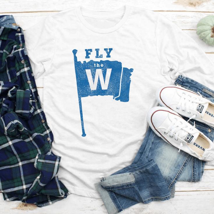 Fly The W Chicago Baseball Winning Flag Distressed Premium Tri-Blend Youth Long Sleeve Tee Fly The W Chicago Baseball Winning Flag Distressed Premium Tri-Blend Youth Long Sleeve Tee