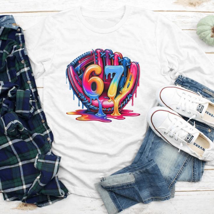 Gen Alpha Slang Ice Cream Drip Six Seven 67 Baseball Catcher Youth Long Sleeve Tee