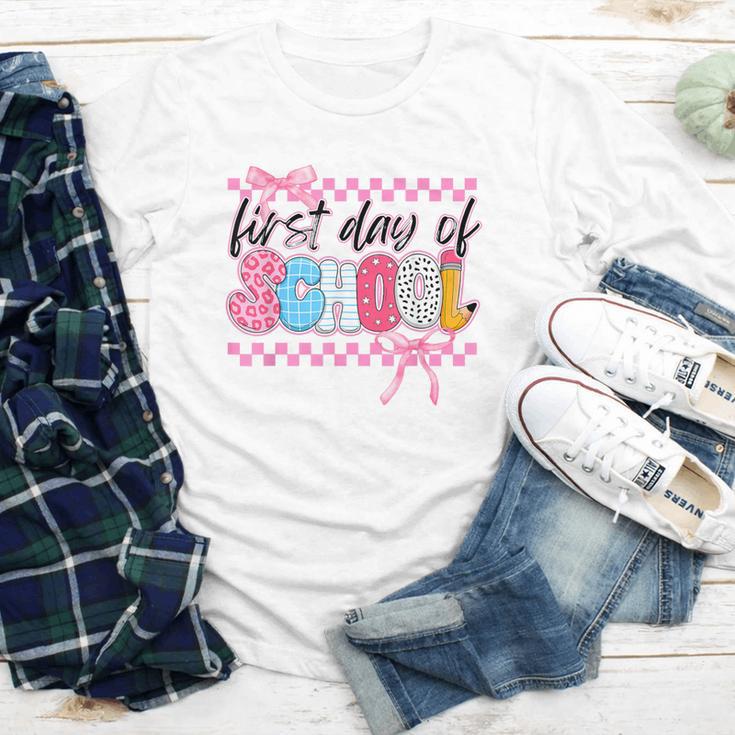 Girl First Day Of School Coquette Bow Pink Back To School Youth Long Sleeve Tee Girl First Day Of School Coquette Bow Pink Back To School Youth Long Sleeve Tee