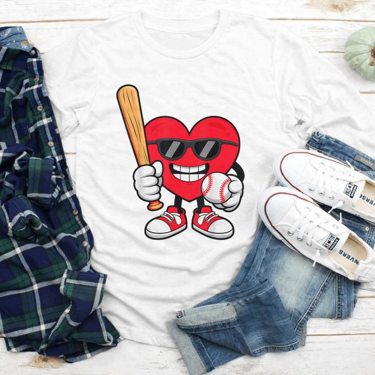 Heart Playing Baseball Valentines Day Youth Long Sleeve Tee