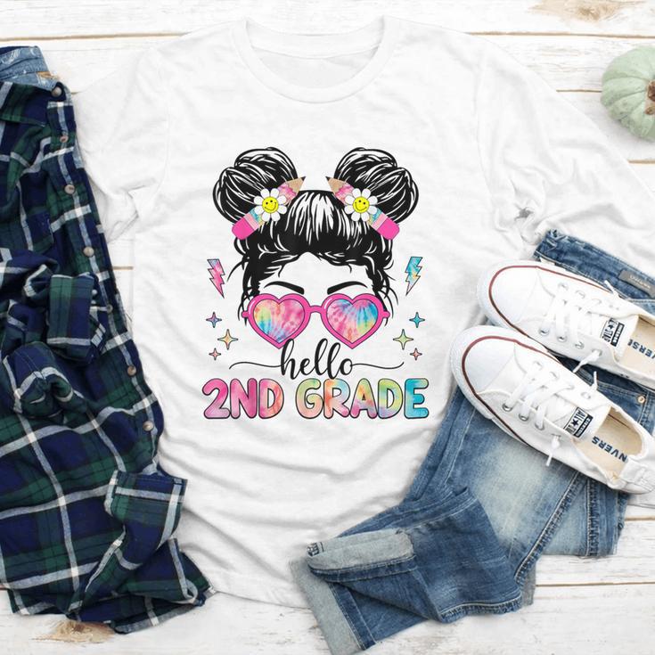 Hello 2nd Grade Messy Bun Girl Back To School First Day Youth Long Sleeve Tee Hello 2nd Grade Messy Bun Girl Back To School First Day Youth Long Sleeve Tee