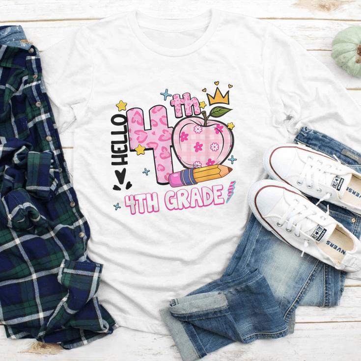 Hello Fourth 4th Grade Leopard Tie Dye Girl Back To School Youth Long Sleeve Tee