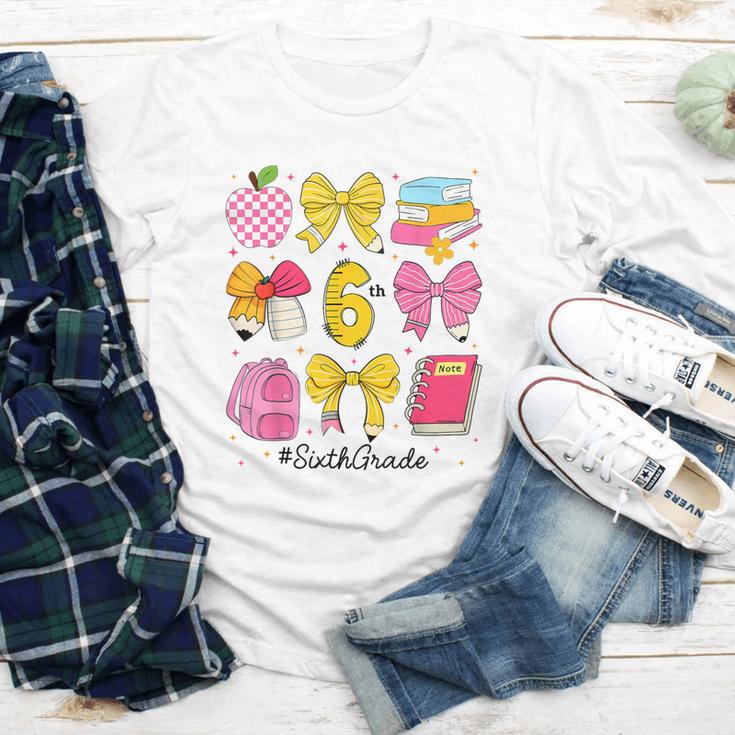 Hello Sixth 6th Grade Back To School Coquette Bow Girls Youth Long Sleeve Tee