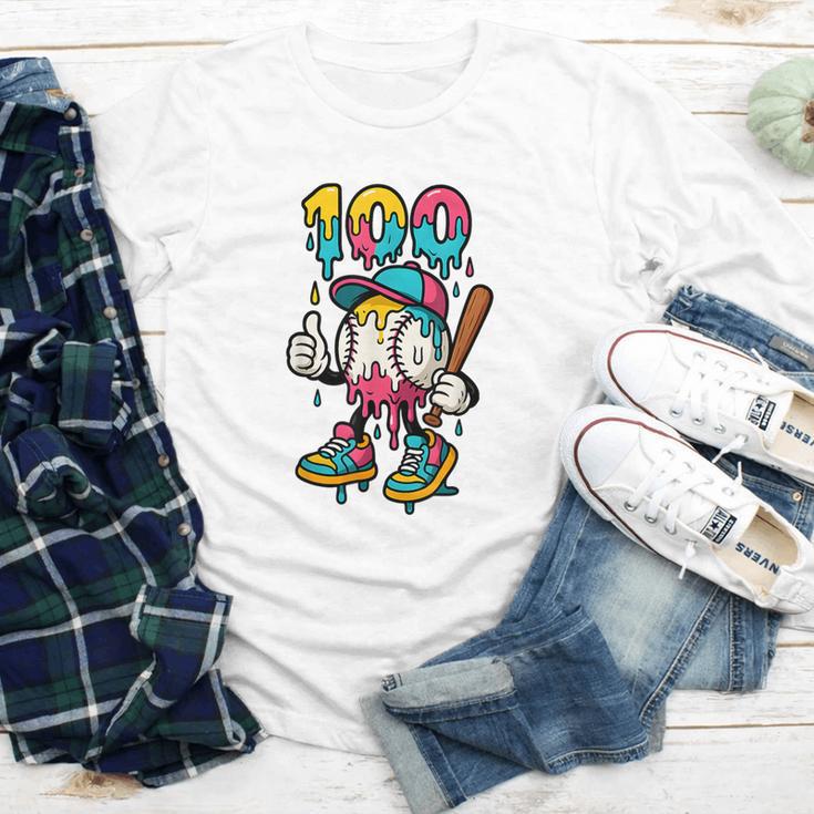 Ice Cream Drip Baseball Party 100 Days Of School Teacher Youth Long Sleeve Tee Ice Cream Drip Baseball Party 100 Days Of School Teacher Youth Long Sleeve Tee