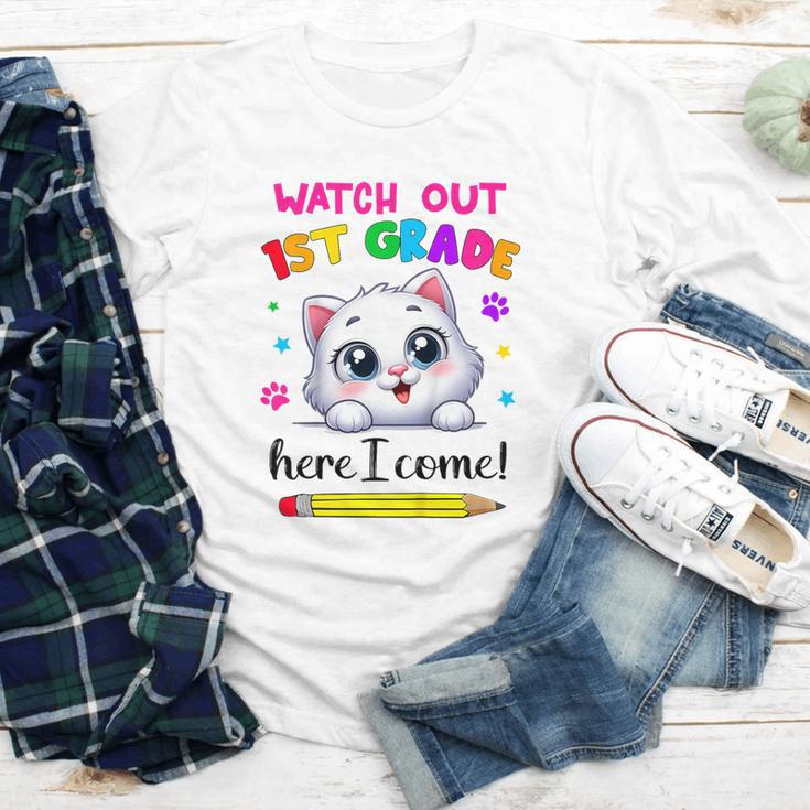 Kids Watch Out 1st Grade Here I Come Girls Cat Back To School Youth Long Sleeve Tee Kids Watch Out 1st Grade Here I Come Girls Cat Back To School Youth Long Sleeve Tee
