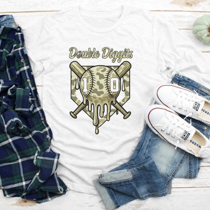 Old School Camo Baseball Drip Double Digits 10th Birthday Youth Long Sleeve Tee