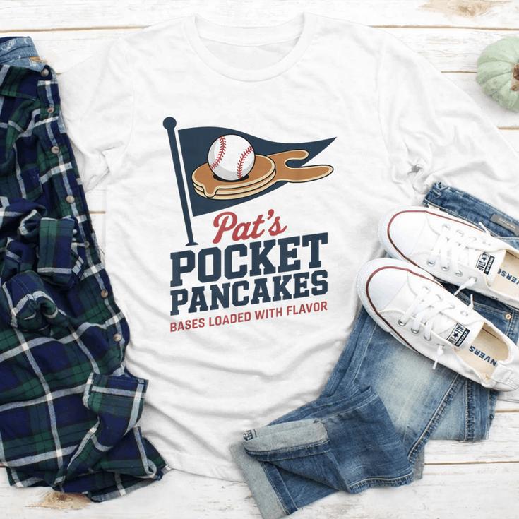 Pat's Pocket Pancakes Flag Baseball On Pancake Youth Long Sleeve Tee