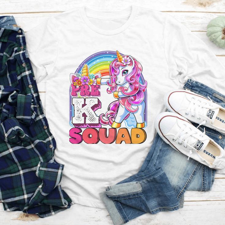 Pre-K Squad Flossing Unicorn Back To School Girls Premium Tri-Blend Youth Long Sleeve Tee