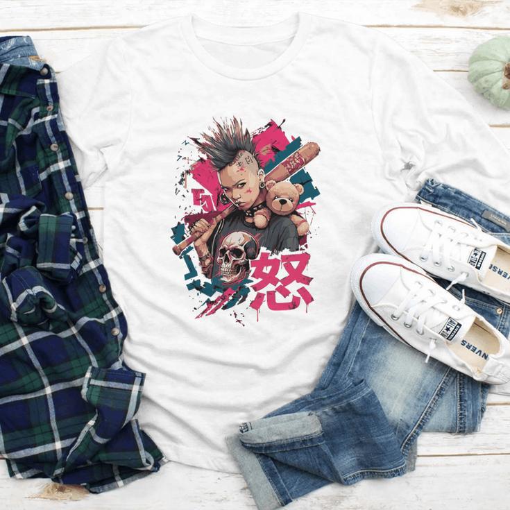 Punk Girl With Anger Kanji And Baseball Bat Youth Long Sleeve Tee