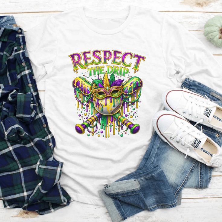 Respect The Drip Mardi Gras Baseball Ice Cream Boys Carnival Youth Long Sleeve Tee