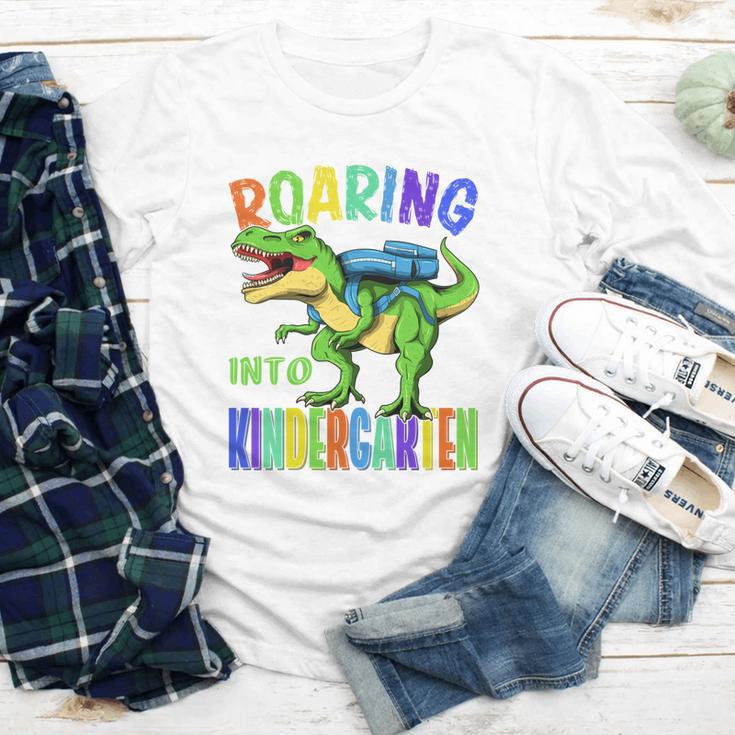 Roaring Into Kindergarten DinosaurRex Back To School Boys Performance Youth Long Sleeve Tee Roaring Into Kindergarten DinosaurRex Back To School Boys Performance Youth Long Sleeve Tee