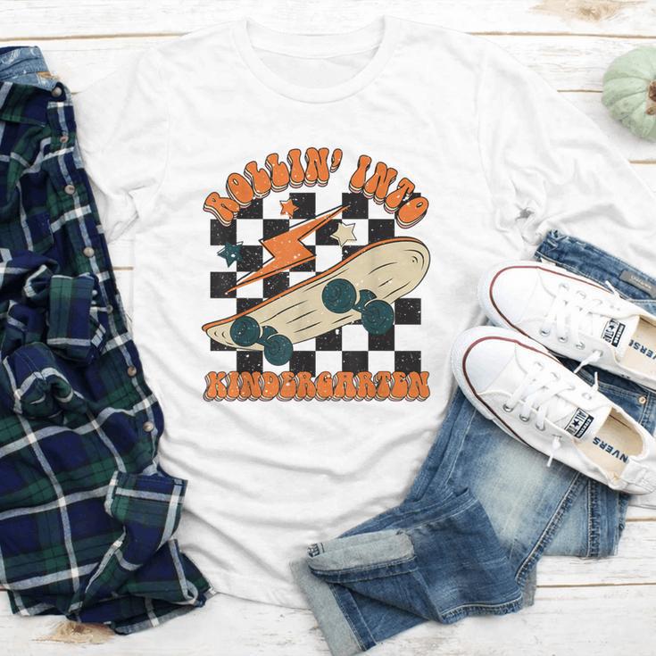 Rolling Into Kindergarten Retro Groovy Back To School Kids Youth Long Sleeve Tee Rolling Into Kindergarten Retro Groovy Back To School Kids Youth Long Sleeve Tee