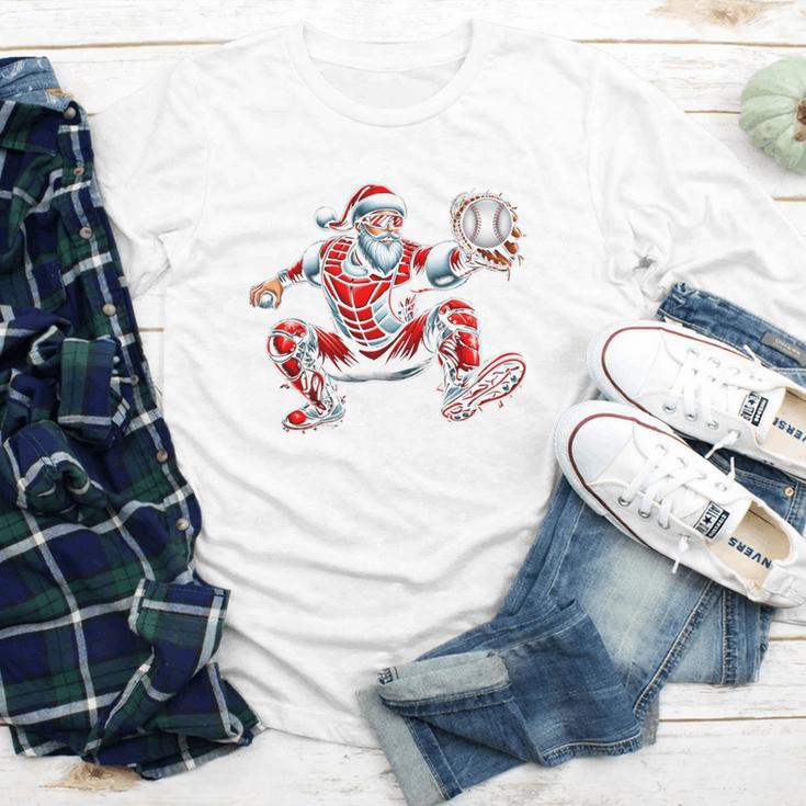 Santa Playing Baseball Catcher Merry Christmas Sport Player Youth Long Sleeve Tee Santa Playing Baseball Catcher Merry Christmas Sport Player Youth Long Sleeve Tee