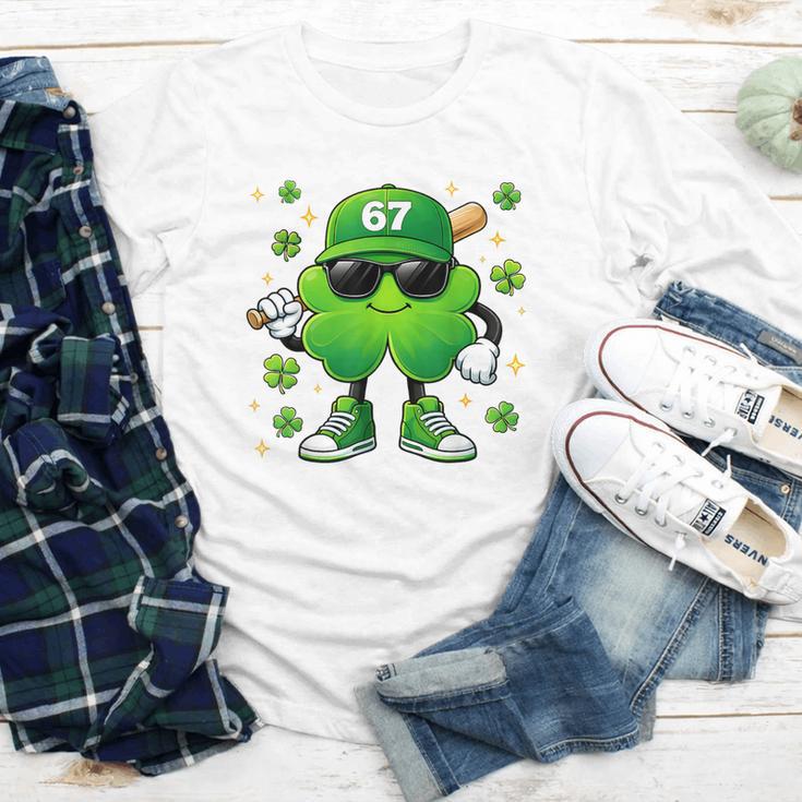Shamrocks Playing Baseball St Patricks Day 6 7 Meme Men Boys Youth Long Sleeve Tee