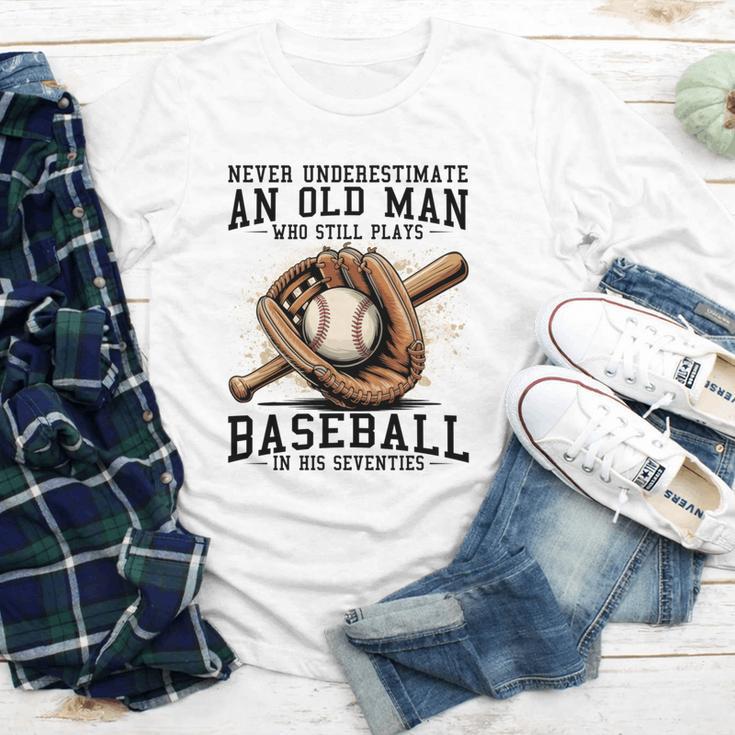Never Underestimate Old Man Plays Baseball In His Seventies Youth Long Sleeve Tee Never Underestimate Old Man Plays Baseball In His Seventies Youth Long Sleeve Tee