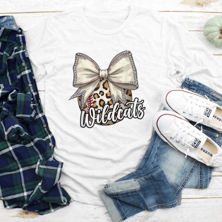Wildcats Baseball Leopard Print Coquette Bow Mascot Game Day Youth Long Sleeve Tee