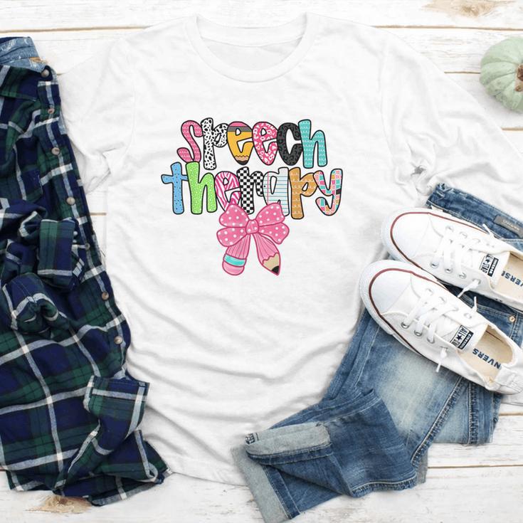 Women Speech Therapy Coquette Bow Pencil Back To School SLP Youth Long Sleeve Tee Women Speech Therapy Coquette Bow Pencil Back To School SLP Youth Long Sleeve Tee