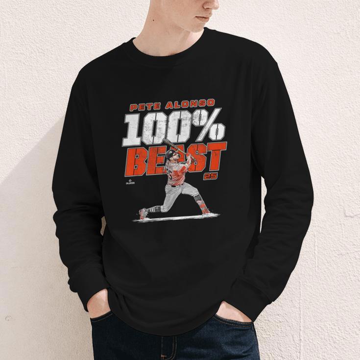 100 Beast Pete Alonso Baltimore Baseball MLBPA Youth Long Sleeve Tee