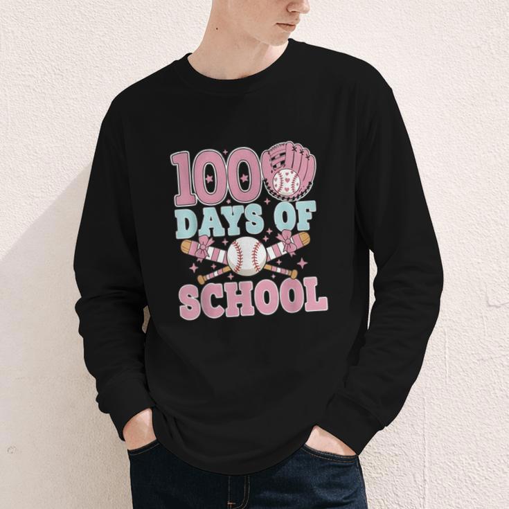 100 Days Of School Baseball 100th Day Of School Girls Youth Long Sleeve Tee