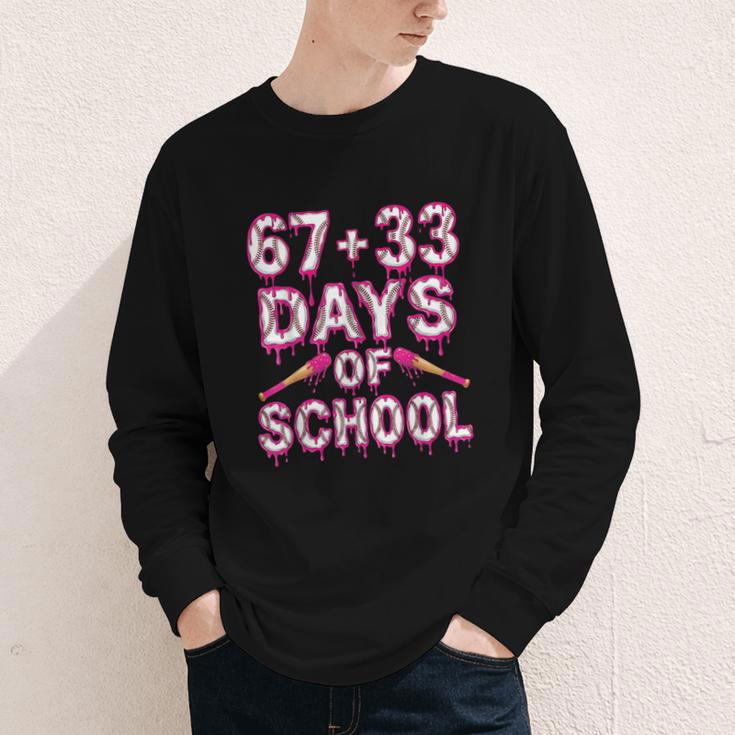 100 Days Of School Baseball Boys Six Seven Drip 100th Day Youth Long Sleeve Tee