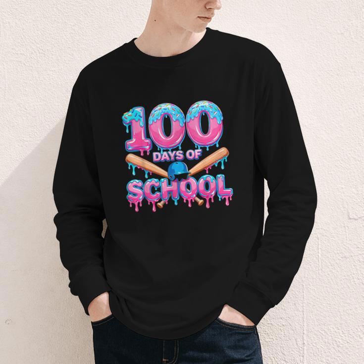 100 Days Of School Baseball Dripping Ice Cream 100th Day Youth Long Sleeve Tee 100 Days Of School Baseball Dripping Ice Cream 100th Day Youth Long Sleeve Tee