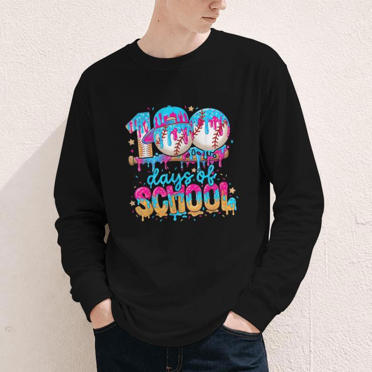 100 Days Of School Baseball Ice Cream For Boy Girl Kids Youth Long Sleeve Tee