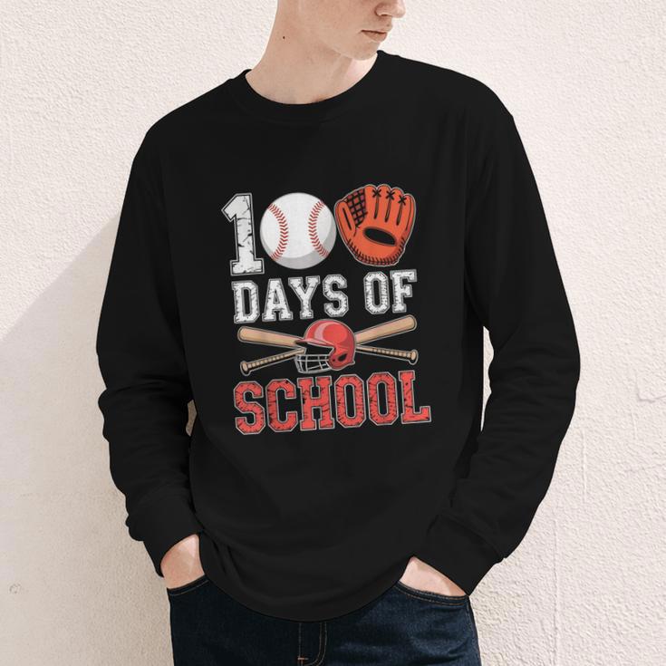 100 Days Of School Baseball Player Teacher Student Youth Long Sleeve Tee