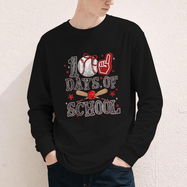 100 Days Of School Baseball Teacher 100 Days Smarter Student Youth Long Sleeve Tee 100 Days Of School Baseball Teacher 100 Days Smarter Student Youth Long Sleeve Tee