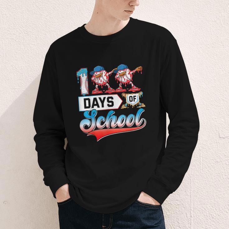 100 Days Of School Boys Baseball Drip 100th Day Dabbing Ball Youth Long Sleeve Tee 100 Days Of School Boys Baseball Drip 100th Day Dabbing Ball Youth Long Sleeve Tee