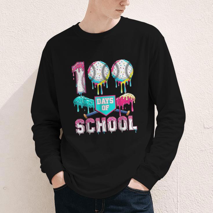 100 Days Of School Boys Kids 100th Day Of School Baseball Youth Long Sleeve Tee