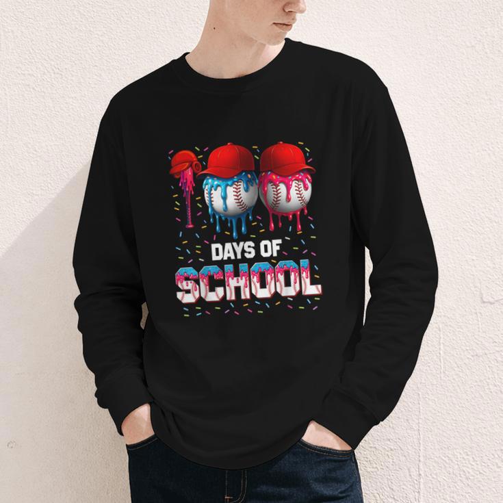 100 Days Of School Dripping Baseball 100th Day Teacher Boy Youth Long Sleeve Tee 100 Days Of School Dripping Baseball 100th Day Teacher Boy Youth Long Sleeve Tee