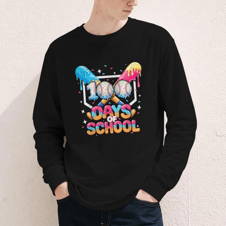 100 Days Of School Ice Cream Baseball Player For Kids Boys Youth Long Sleeve Tee 100 Days Of School Ice Cream Baseball Player For Kids Boys Youth Long Sleeve Tee