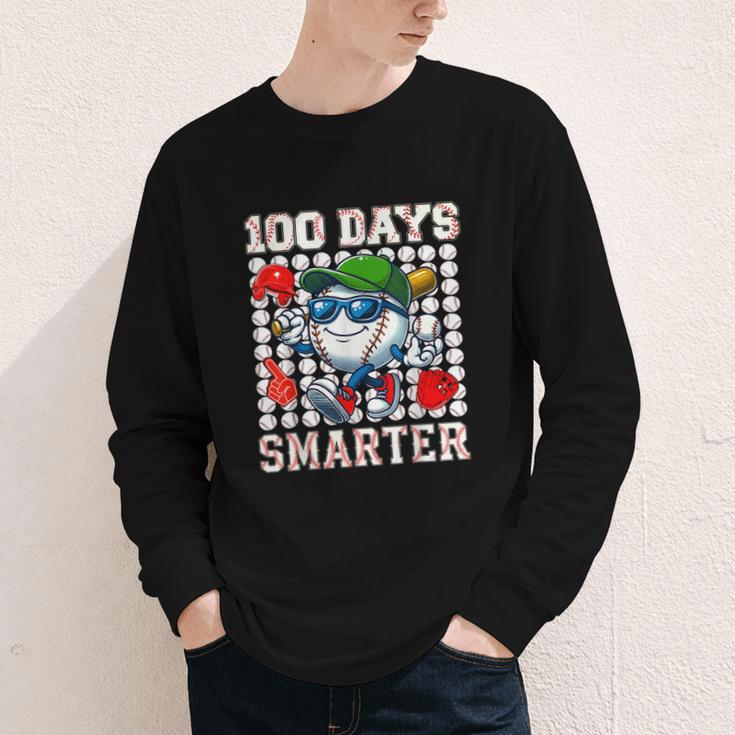 100 Days Smarter Baseball 100 Days Of School Boy Girl Kid Youth Long Sleeve Tee