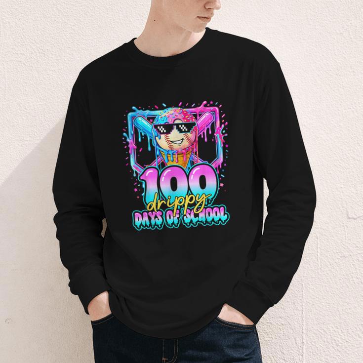 100 Drippy Days Of School Baseball Ice Cream 100th Day Boys Youth Long Sleeve Tee 100 Drippy Days Of School Baseball Ice Cream 100th Day Boys Youth Long Sleeve Tee