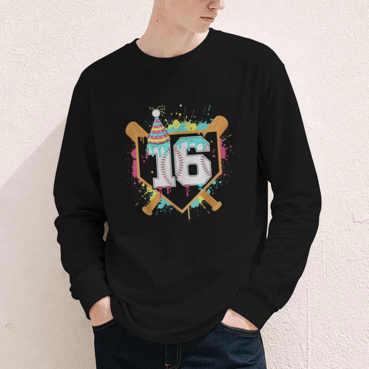 16th Birthday Baseball Drip Number 16 Year Old Birthday Boy Youth Long Sleeve Tee 16th Birthday Baseball Drip Number 16 Year Old Birthday Boy Youth Long Sleeve Tee