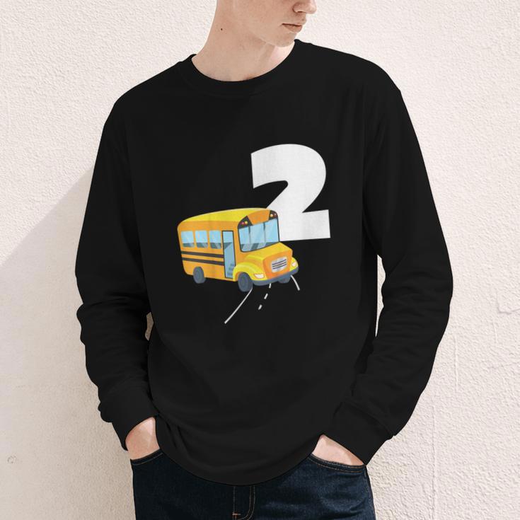 2nd Birthday School Bus Kids Back To School Themes Party Youth Long Sleeve Tee 2nd Birthday School Bus Kids Back To School Themes Party Youth Long Sleeve Tee